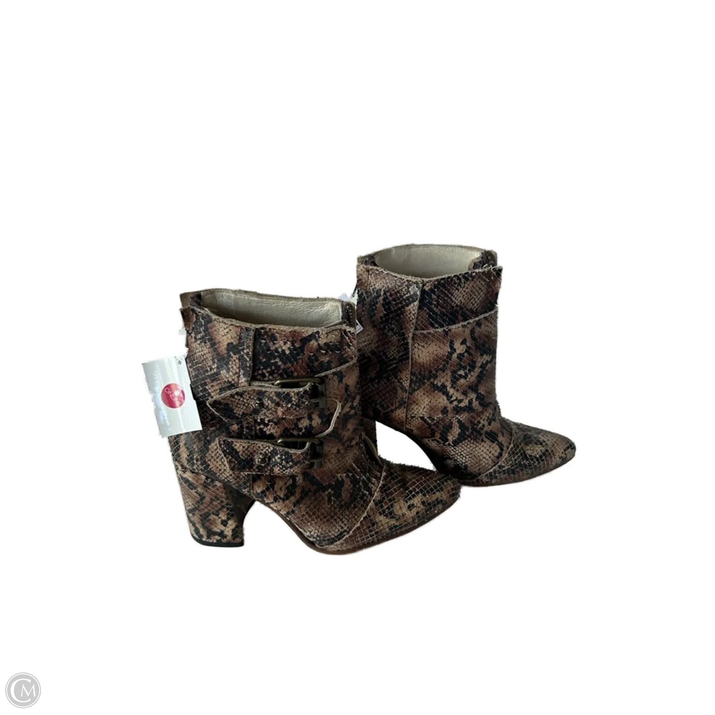 Boots Ankle Heels By Freebird In Snakeskin Print, Size: 8