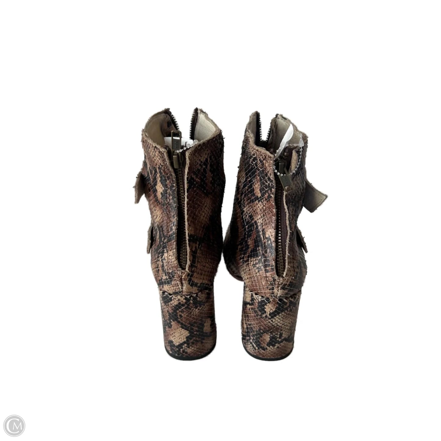 Boots Ankle Heels By Freebird In Snakeskin Print, Size: 8