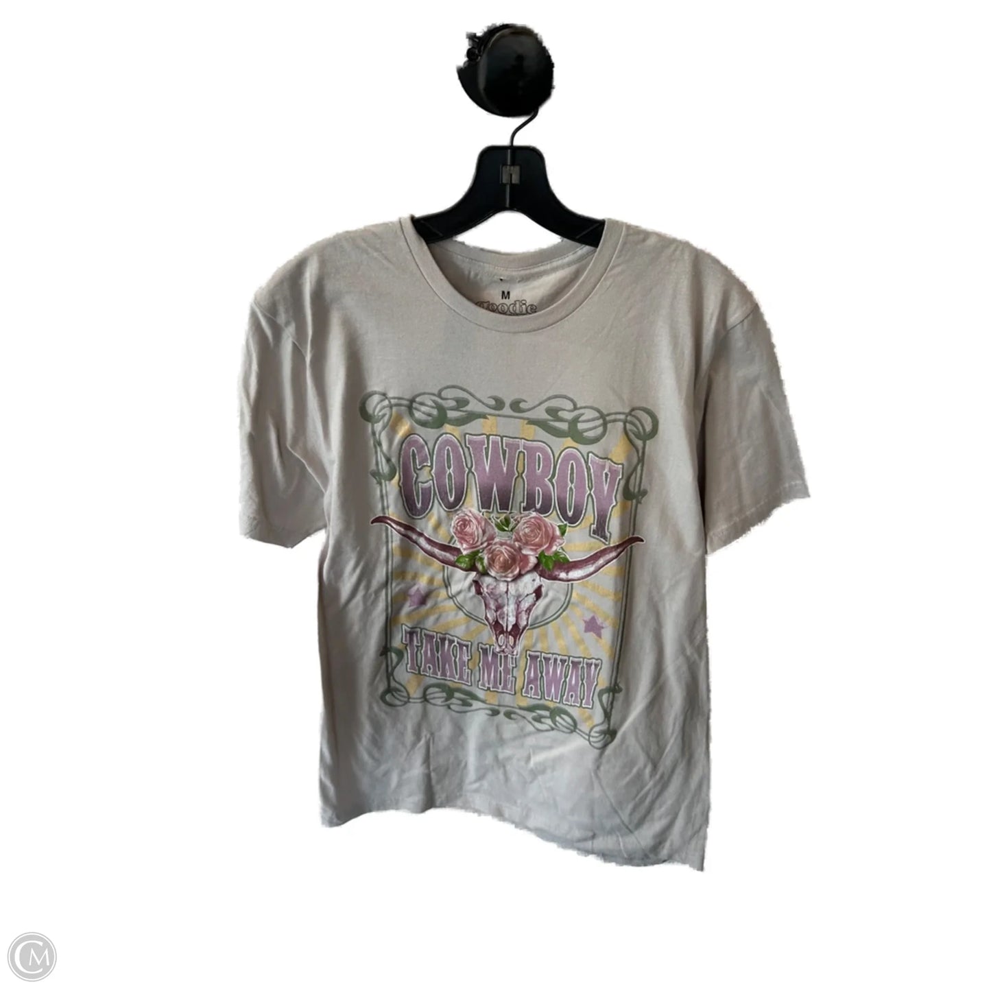 Top Short Sleeve Basic By Clothes Mentor In Grey & Purple, Size: M