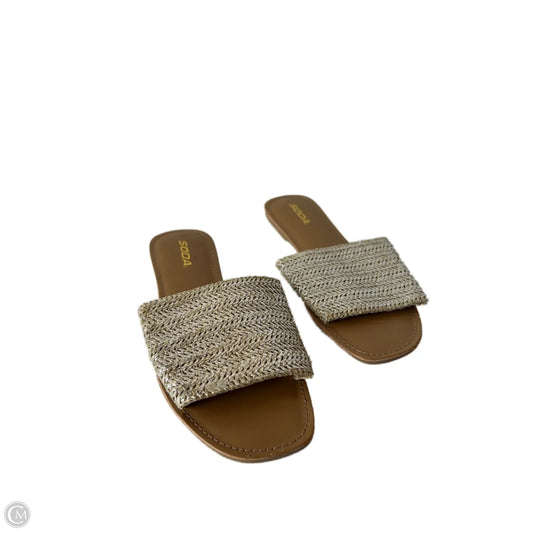 Sandals Flats By Soda In Gold & Tan, Size: 11