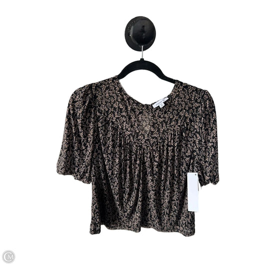 Top Short Sleeve By Evereve In Black & Tan, Size: S