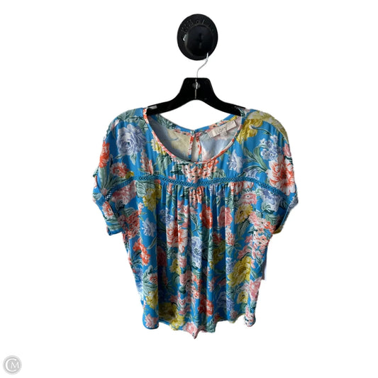 Top Sleeveless By Loft In Blue & Orange, Size: L