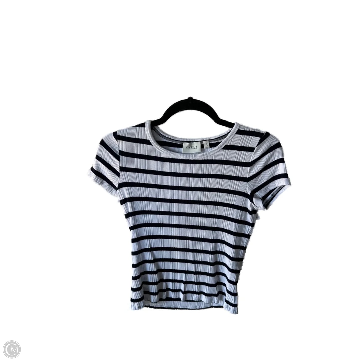 Top Short Sleeve By Cyrus In Blue & White, Size: S