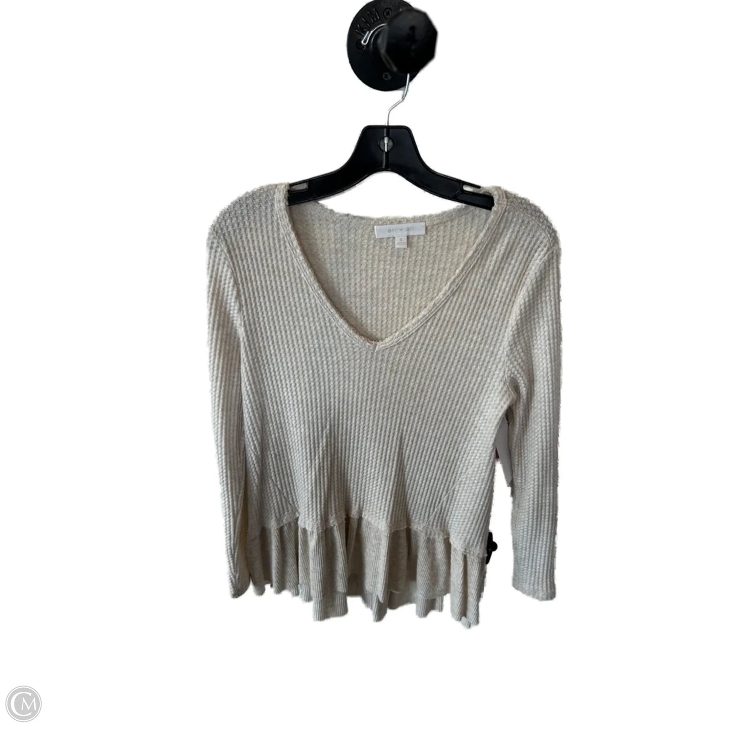Tunic Long Sleeve By Eri + Ali In Cream & Grey, Size: S