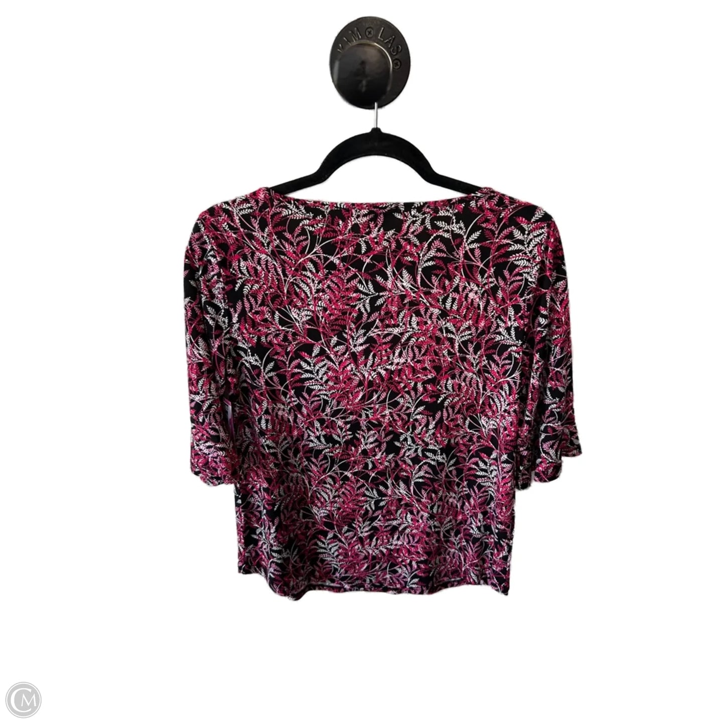 Top Short Sleeve By Roz And Ali In Black & Pink, Size: S
