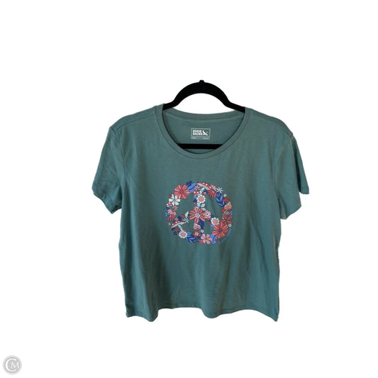 Top Short Sleeve Basic By Eddie Bauer In Green & Pink, Size: L