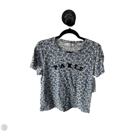 Top Short Sleeve Basic By Loft In Blue & White, Size: Lp
