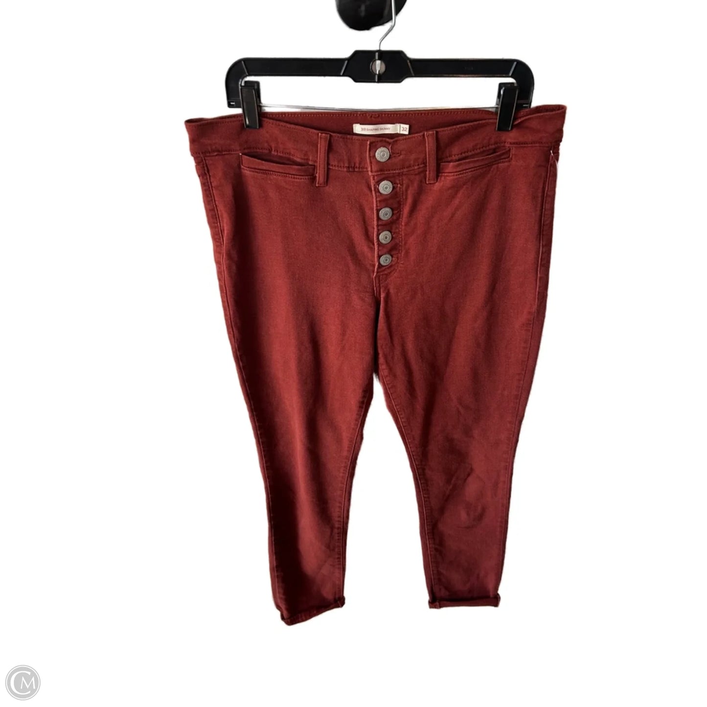 Jeans Skinny By Levis In Orange Denim, Size: 14