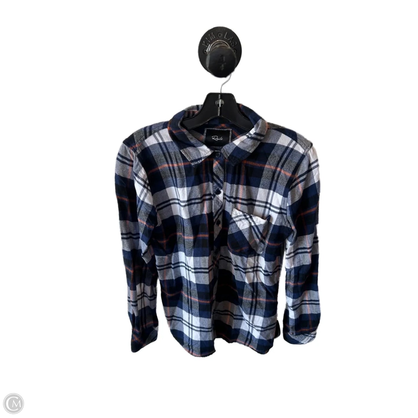 Top Long Sleeve By Rails In Blue & White, Size: S