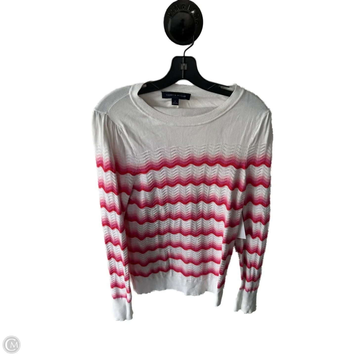 Sweater By Tommy Hilfiger In Pink & White, Size: M