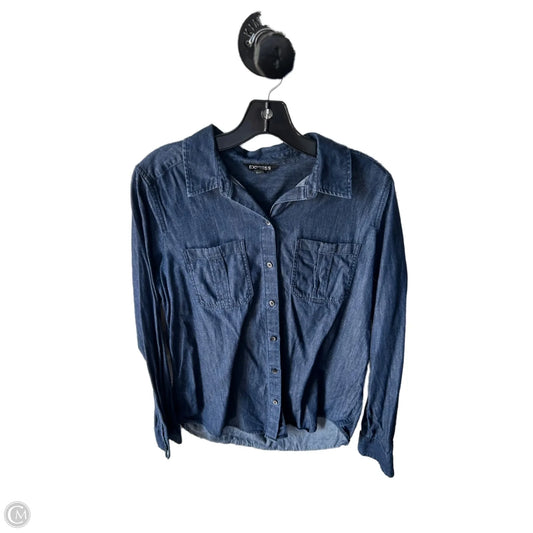 Top Long Sleeve By Express In Blue Denim, Size: M