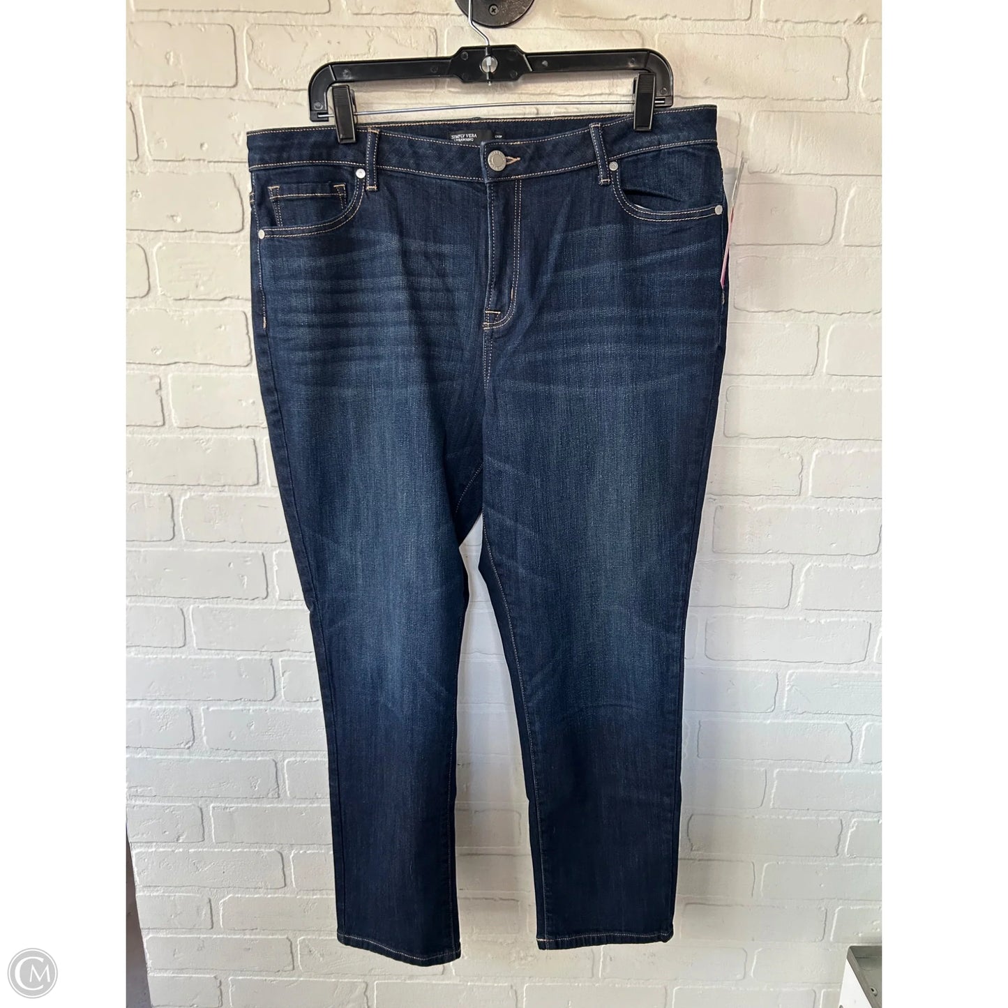 Jeans Cropped By Simply Vera In Blue Denim, Size: 16