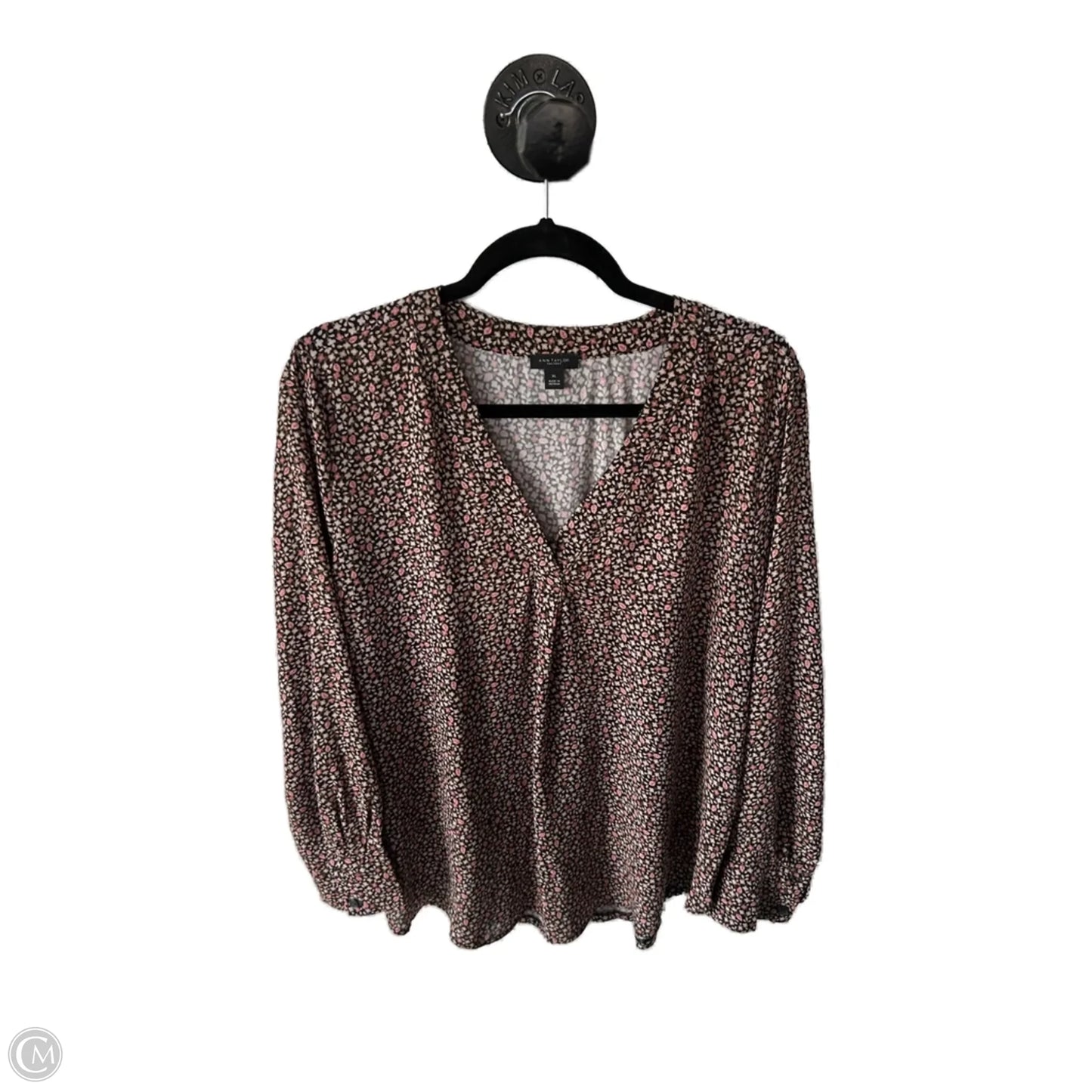 Top Long Sleeve By Ann Taylor In Black & Tan, Size: Xl
