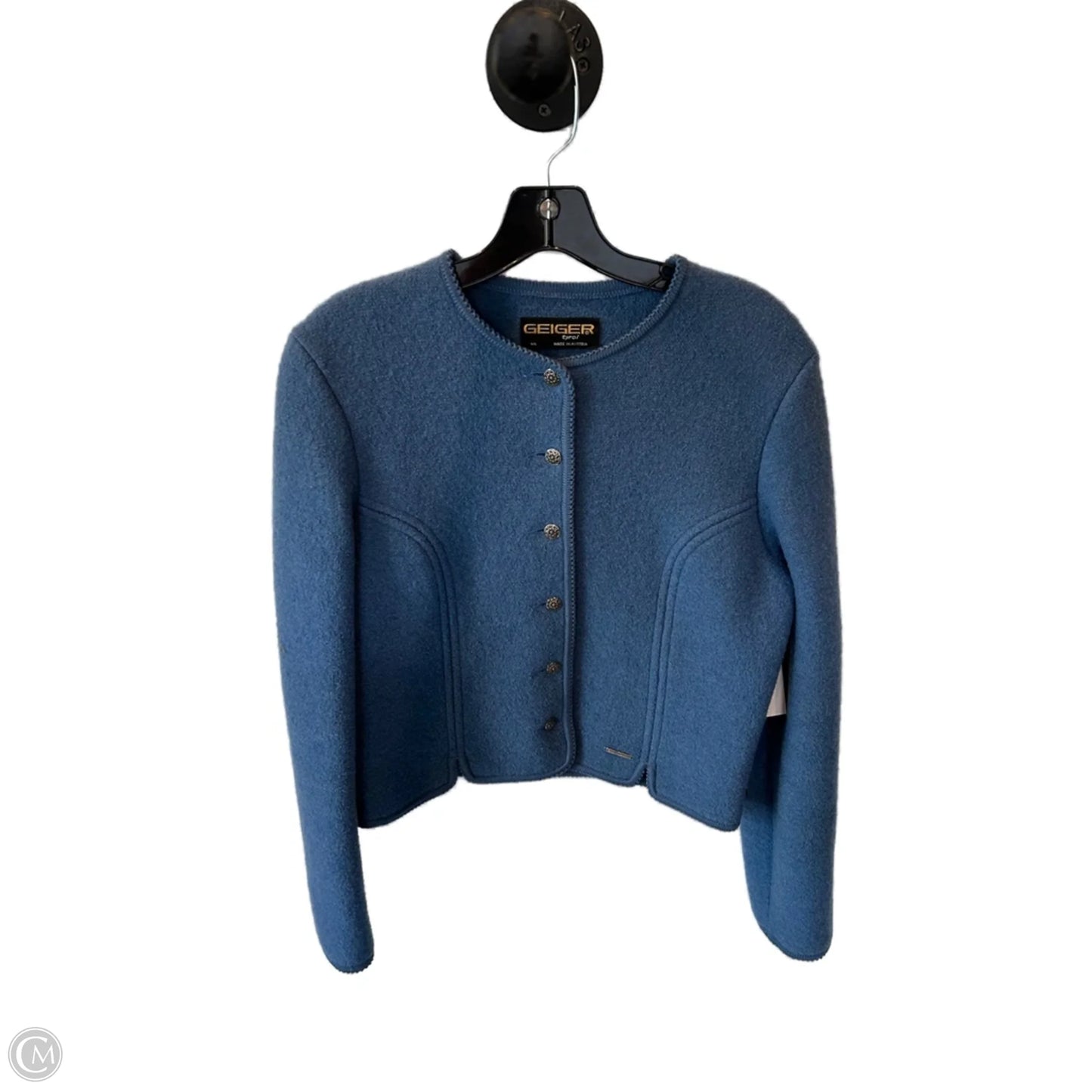 Sweater Cardigan By Cma In Blue & Silver, Size: L