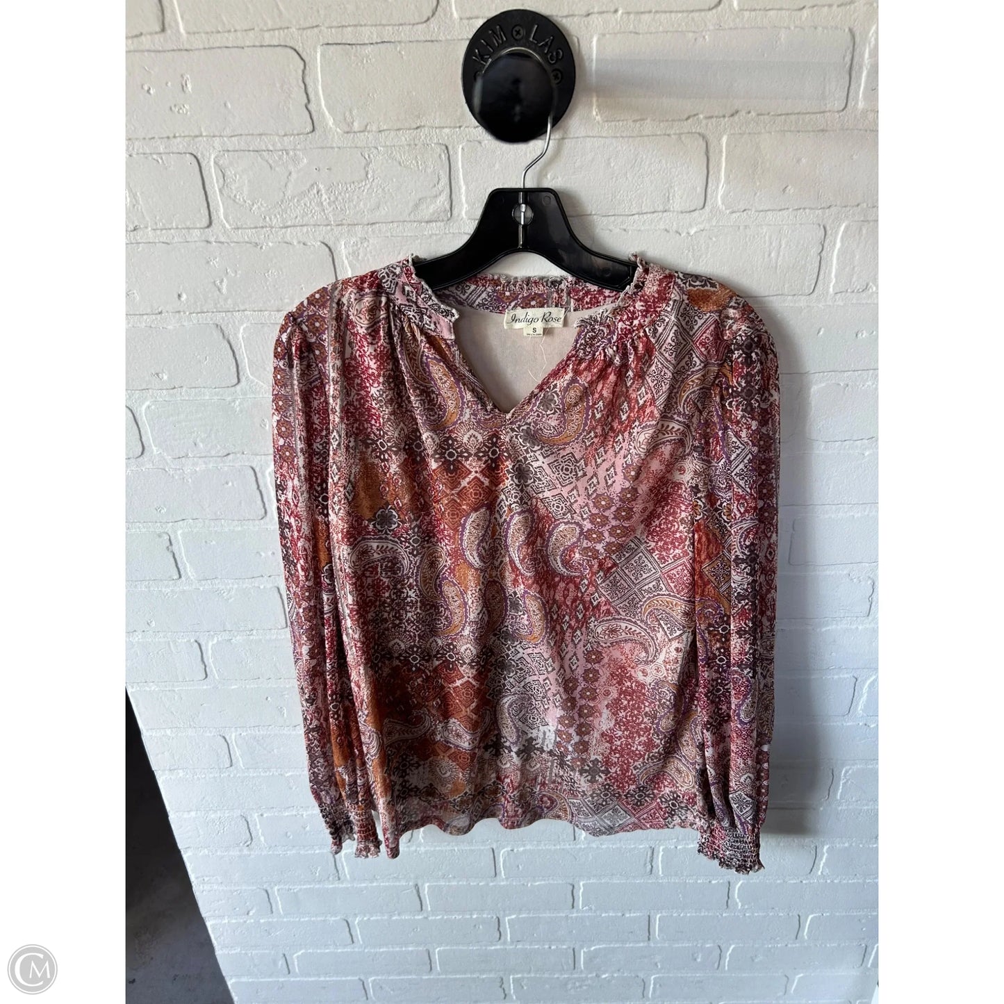 Top Long Sleeve By Indigo Rose In Brown & Orange, Size: S