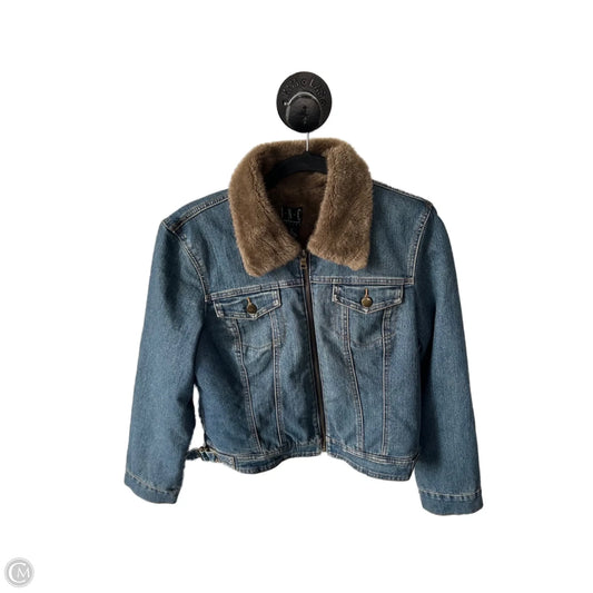 Jacket Denim By Inc In Blue & Brown, Size: S