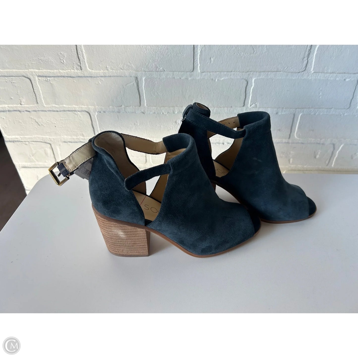 Sandals Heels Block By Sole Society In Blue & Tan, Size: 9.5