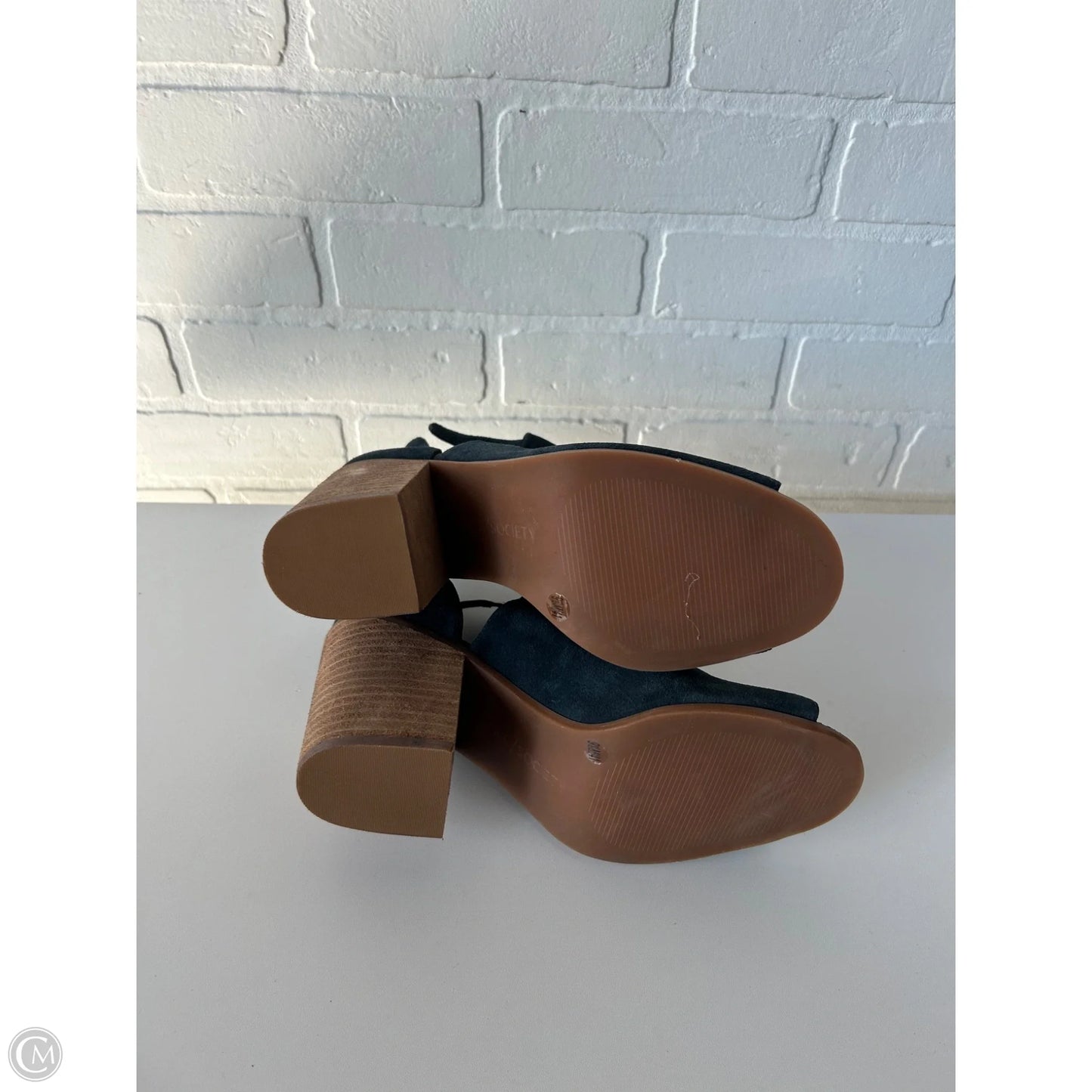 Sandals Heels Block By Sole Society In Blue & Tan, Size: 9.5