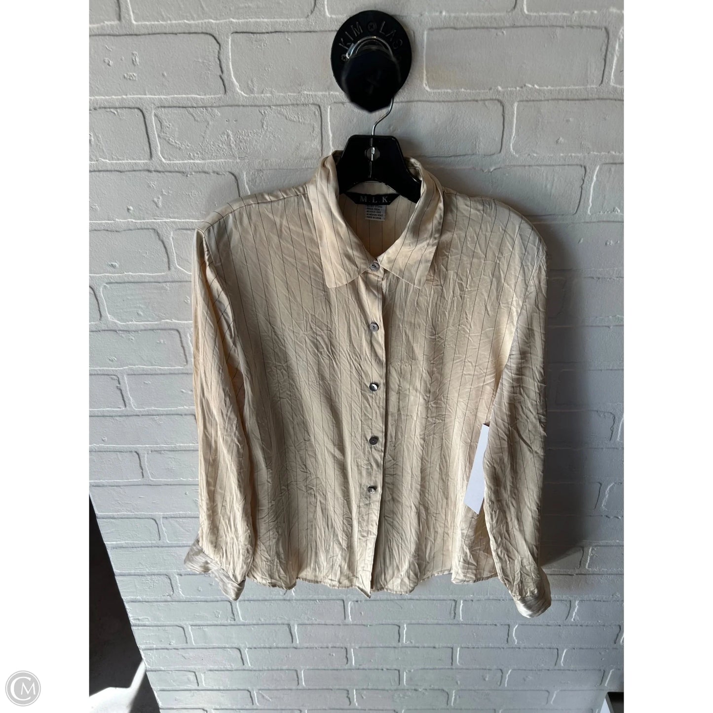 Top Long Sleeve By Cmc In Cream & Grey, Size: M
