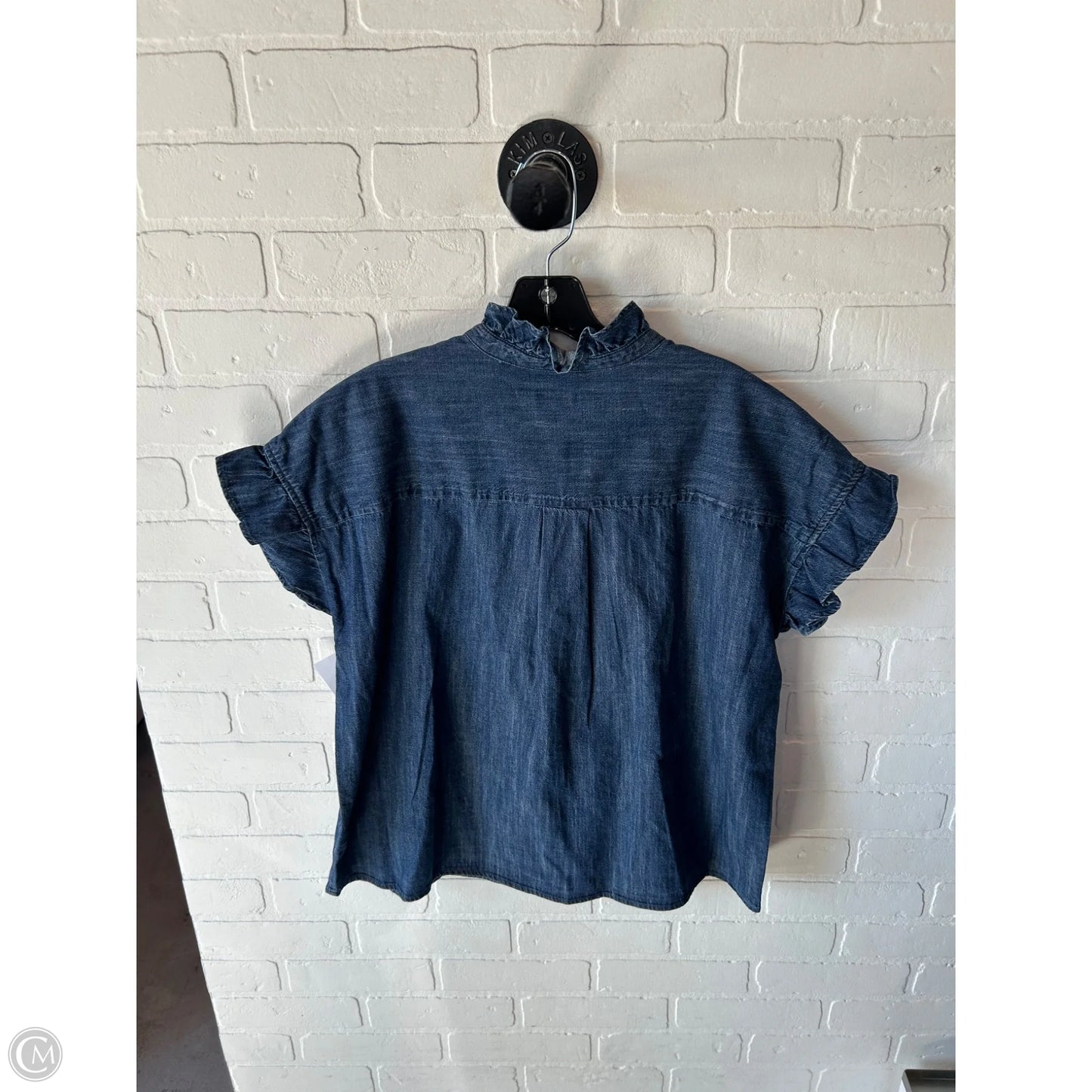 Top Short Sleeve By Free Assembly In Blue Denim, Size: L