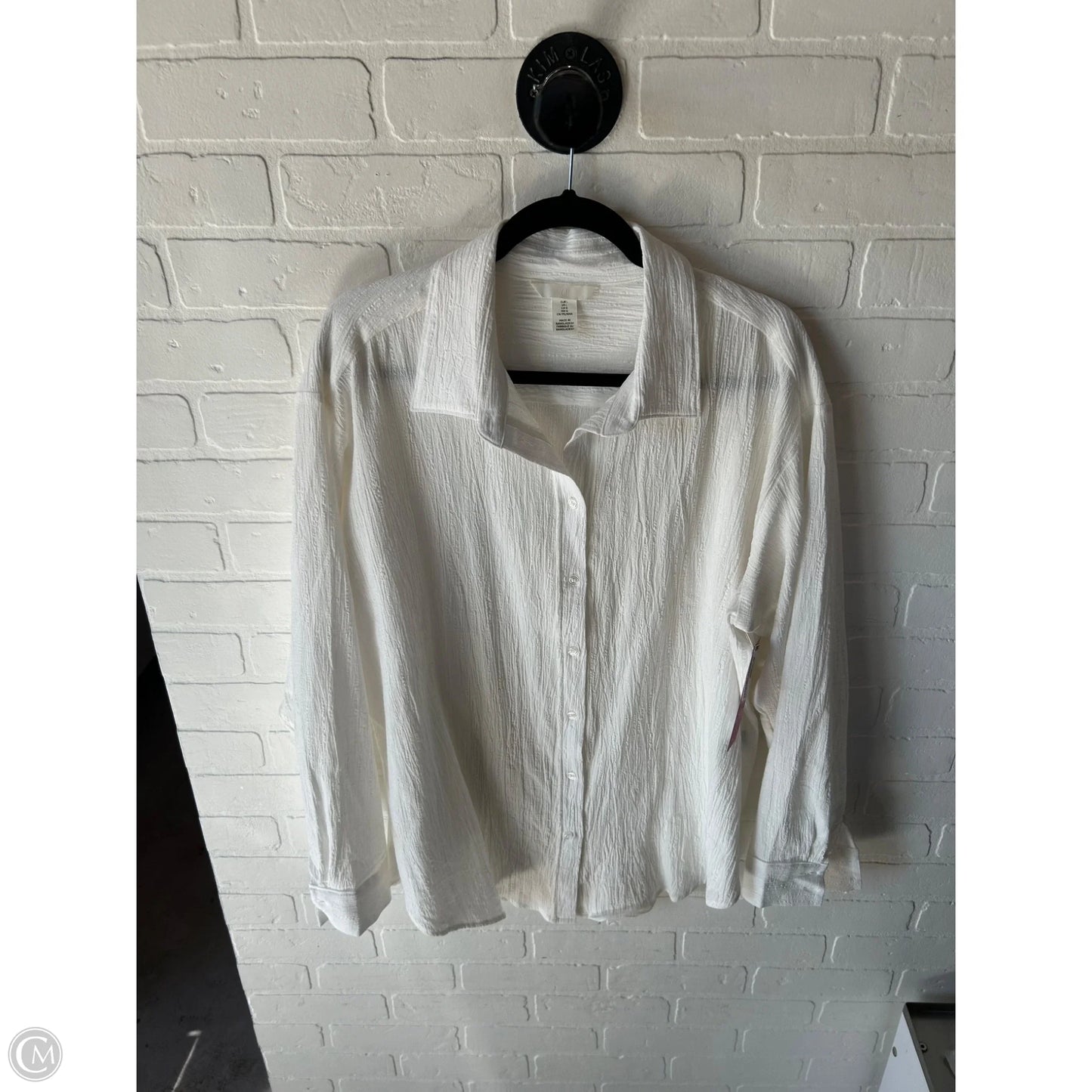 Top Long Sleeve By H&m In White, Size: L