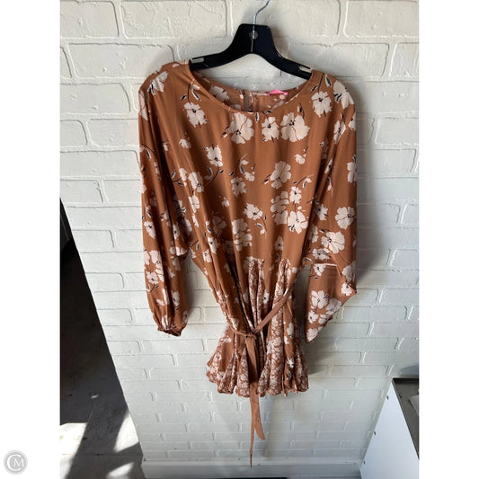 Dress Casual Short By Pink Lily In Brown & Pink, Size: L