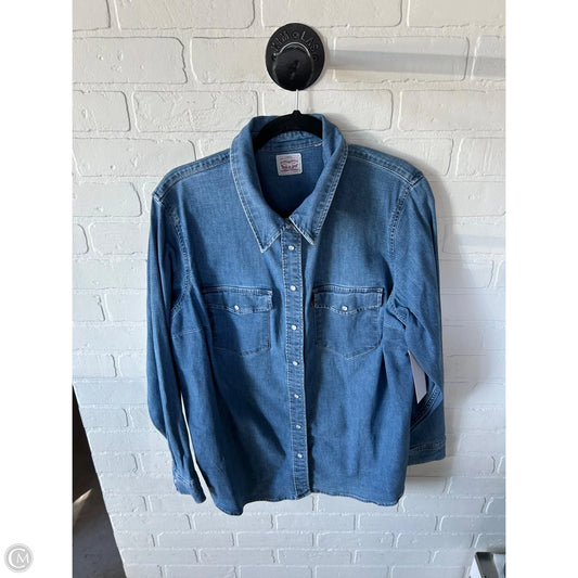 Top Long Sleeve By Levis In Blue Denim, Size: 2x