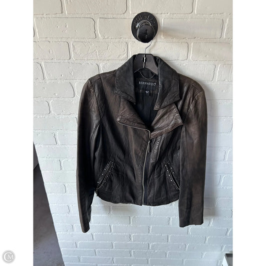 Jacket Moto Leather By Bernardo In Brown, Size: M