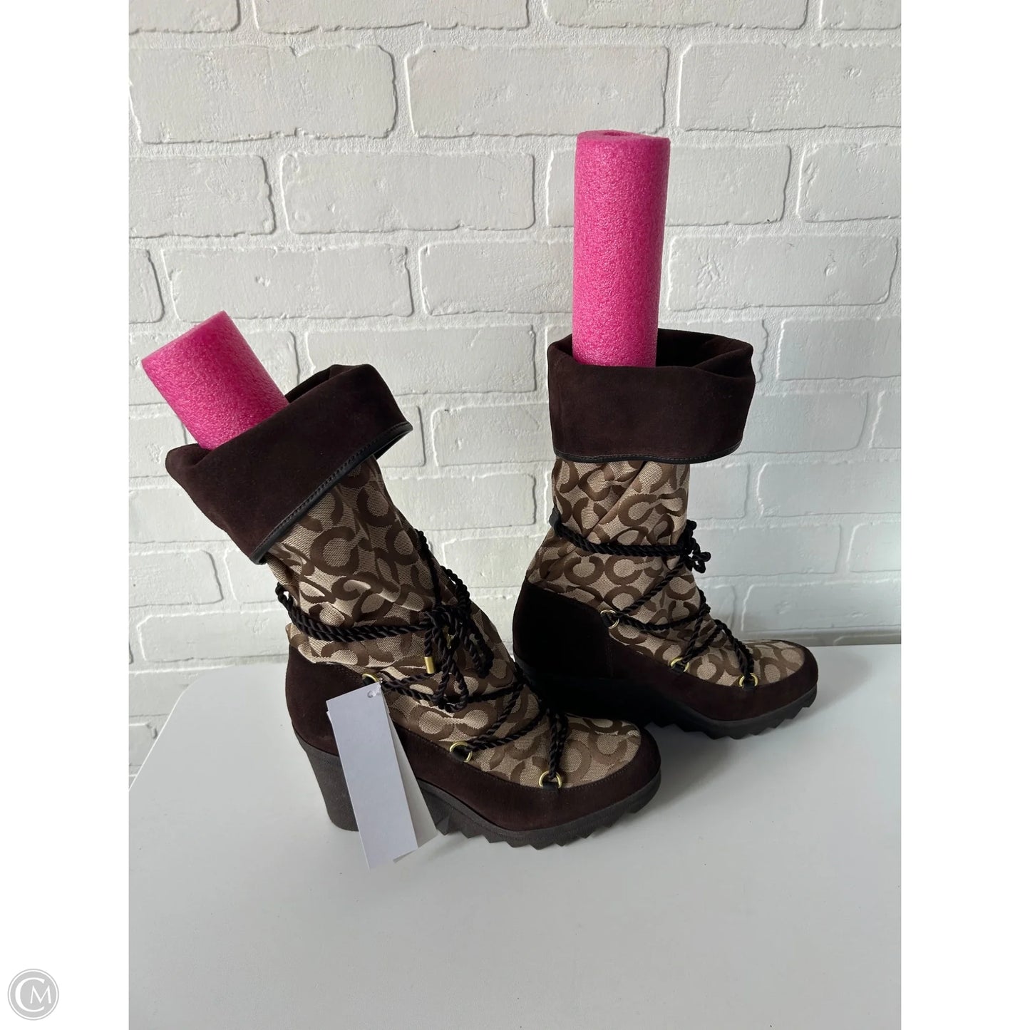 Boots Designer By Coach In Brown & Tan, Size: 10