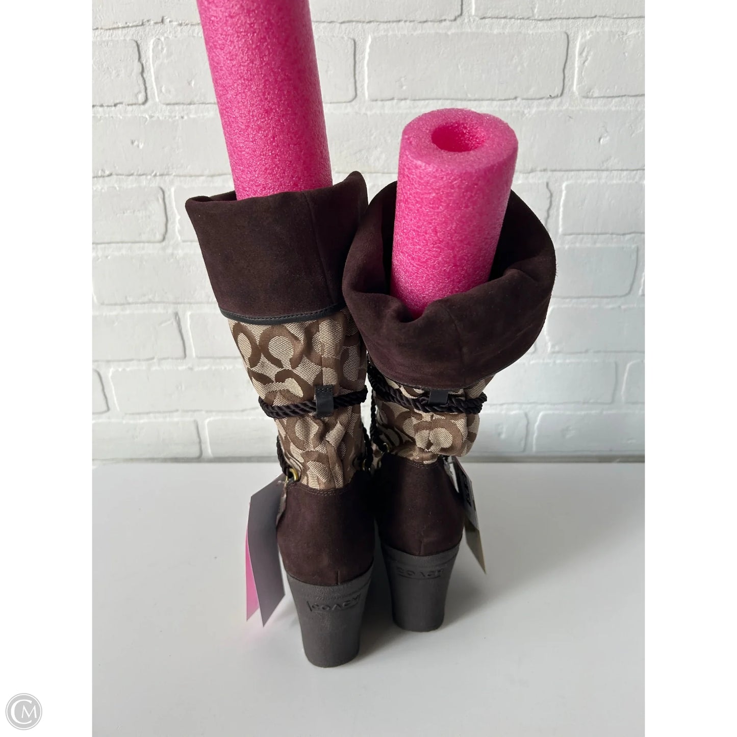 Boots Designer By Coach In Brown & Tan, Size: 10