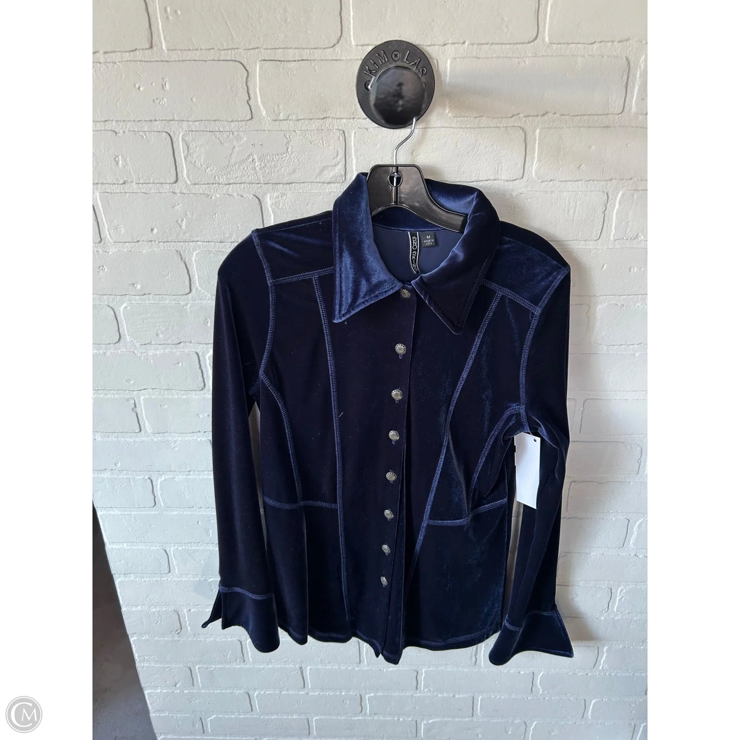 Top Long Sleeve By Cmb In Blue, Size: M