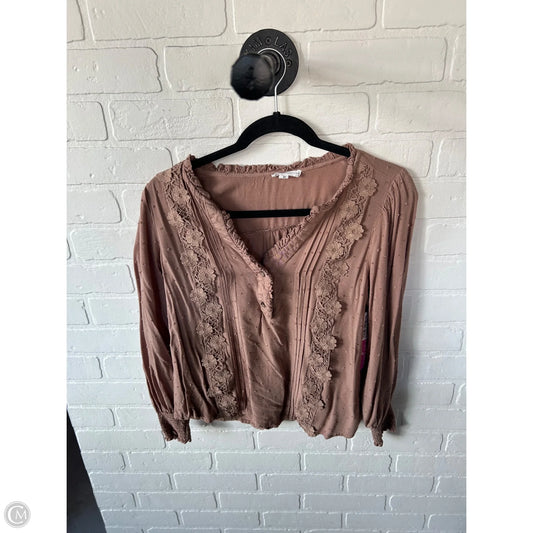 Top Long Sleeve By Mine In Brown, Size: M