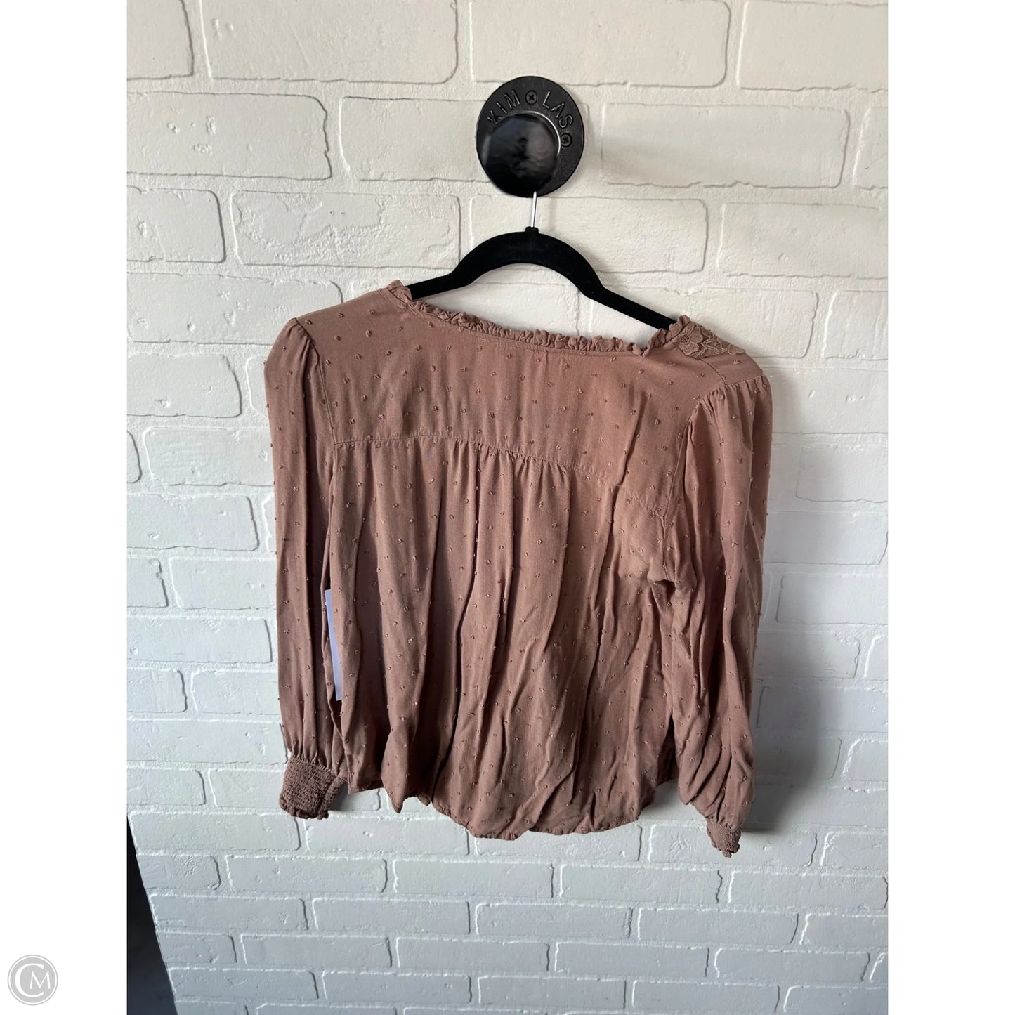 Top Long Sleeve By Mine In Brown, Size: M