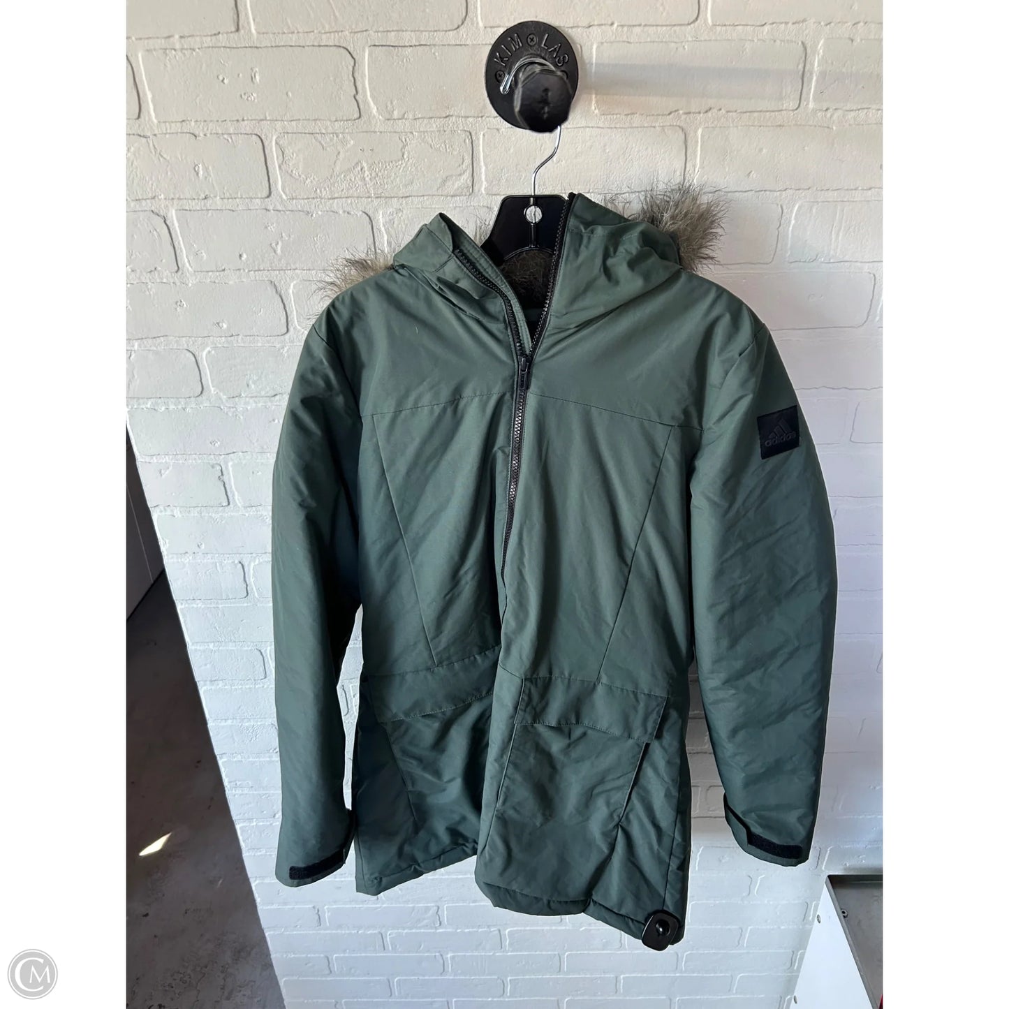 Coat Puffer & Quilted By Adidas In Green, Size: M