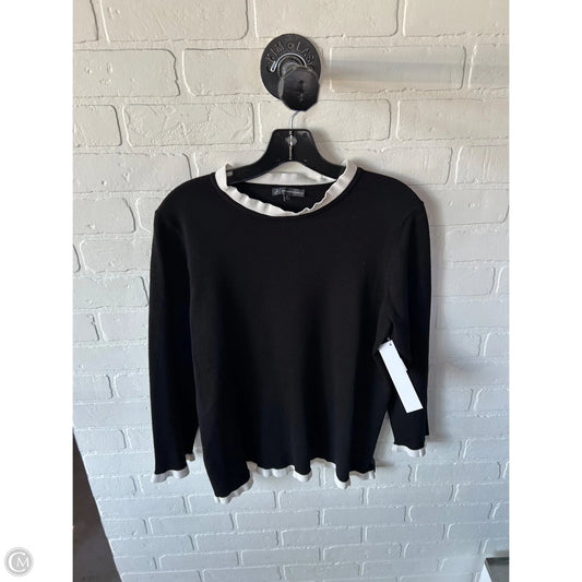 Sweater By Adrianna Papell In Black & White, Size: M