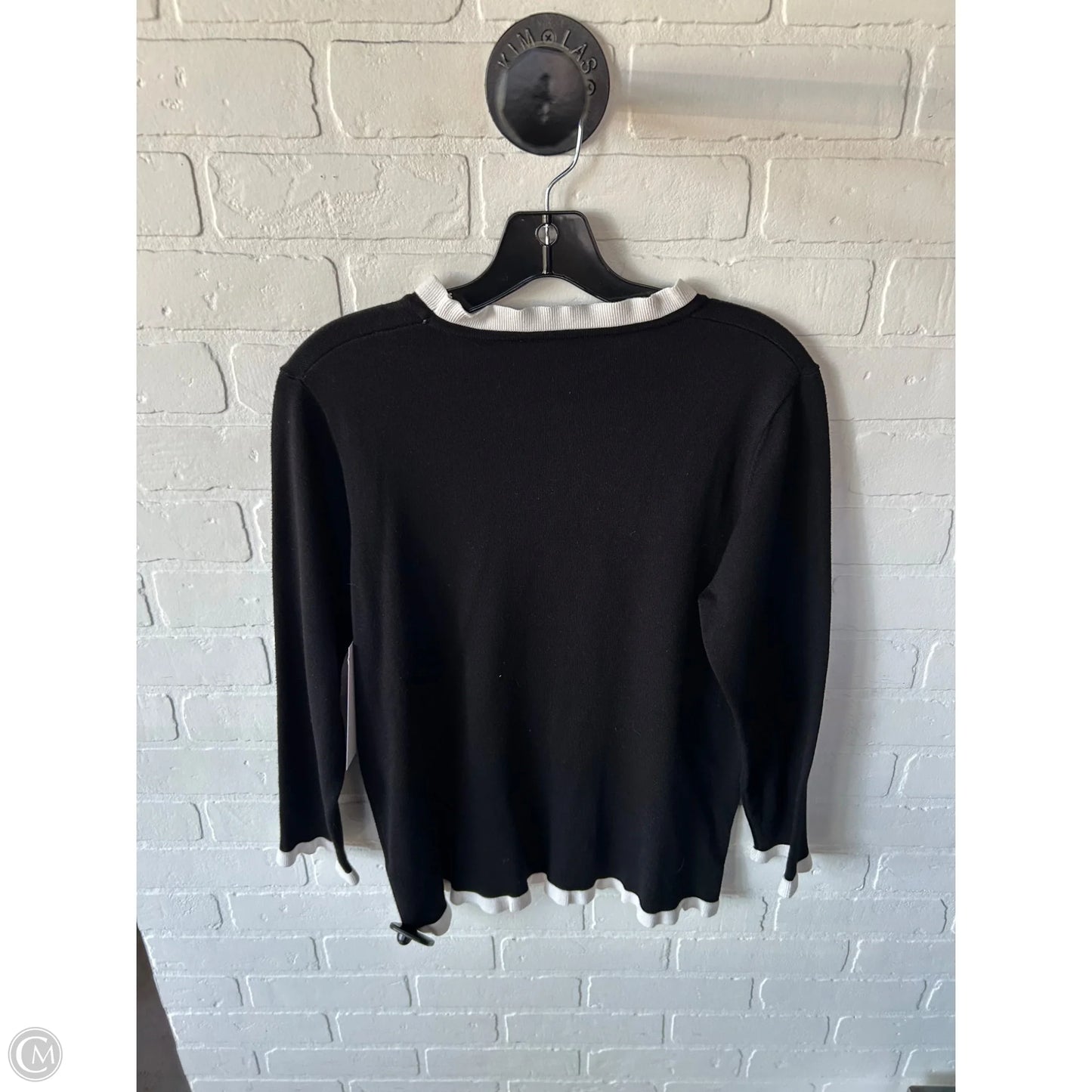 Sweater By Adrianna Papell In Black & White, Size: M
