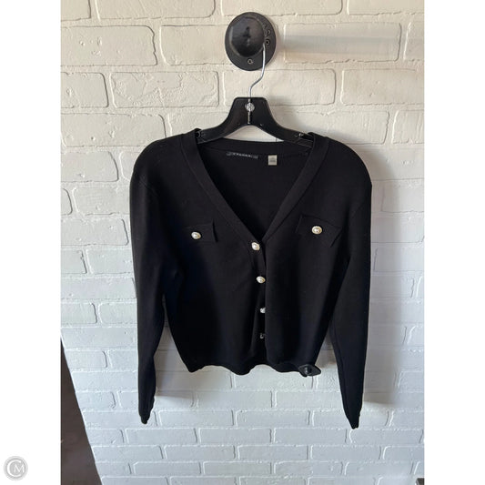 Sweater Cardigan By Tahari In Black Denim, Size: L