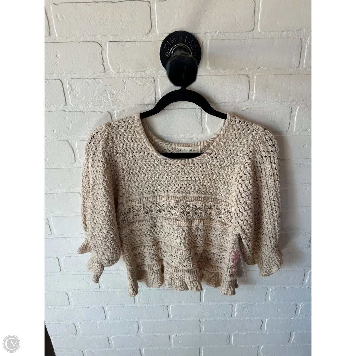 Sweater Short Sleeve By By Together In Cream, Size: S