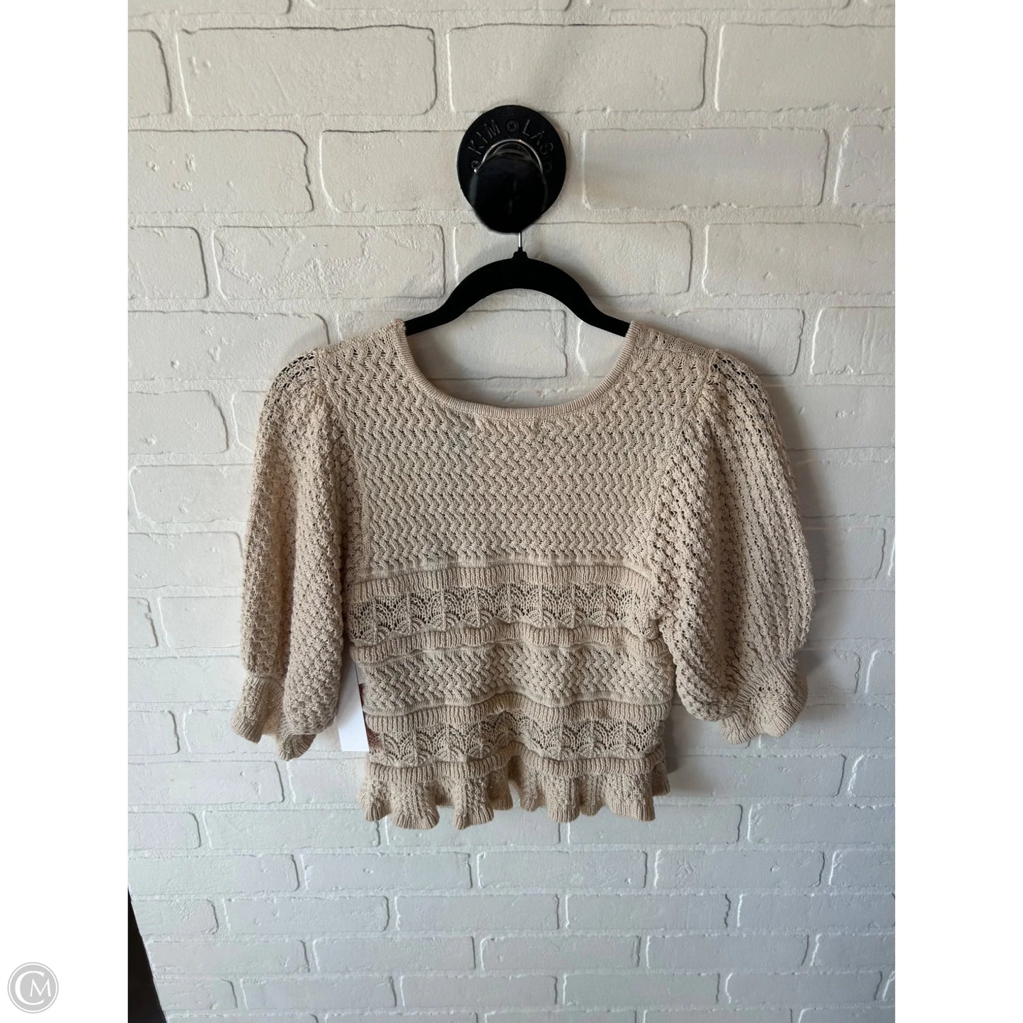 Sweater Short Sleeve By By Together In Cream, Size: S