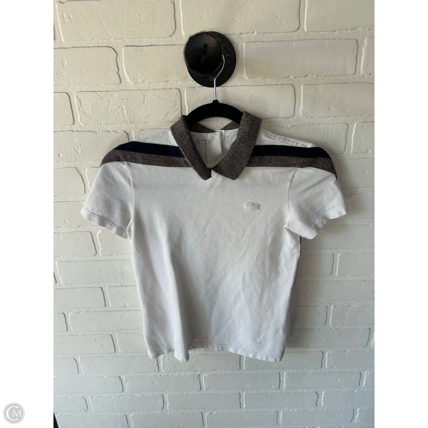 Top Short Sleeve By Lacoste In Brown & White, Size: Xs