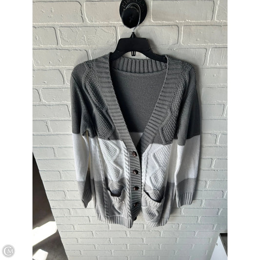 Sweater Cardigan By Cme In Grey & White, Size: L