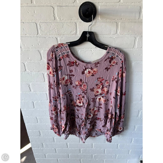 Top Long Sleeve By Knox Rose In Purple & Red, Size: M