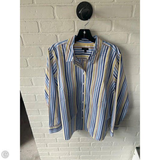 Top Long Sleeve By Talbots In Blue & White, Size: Xl