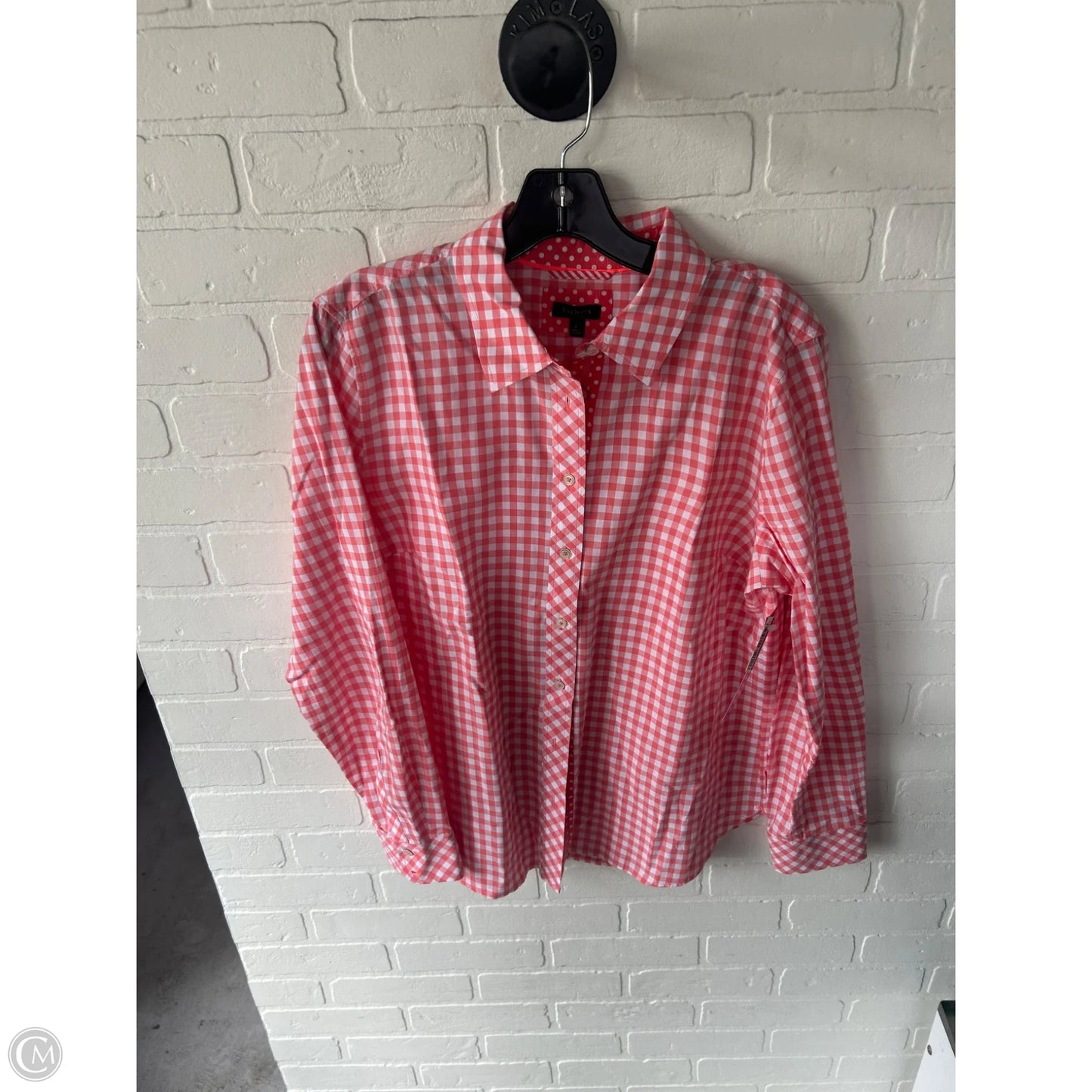 Top Long Sleeve By Talbots In Orange & White, Size: L