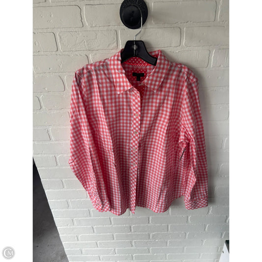 Top Long Sleeve By Talbots In Orange & White, Size: L