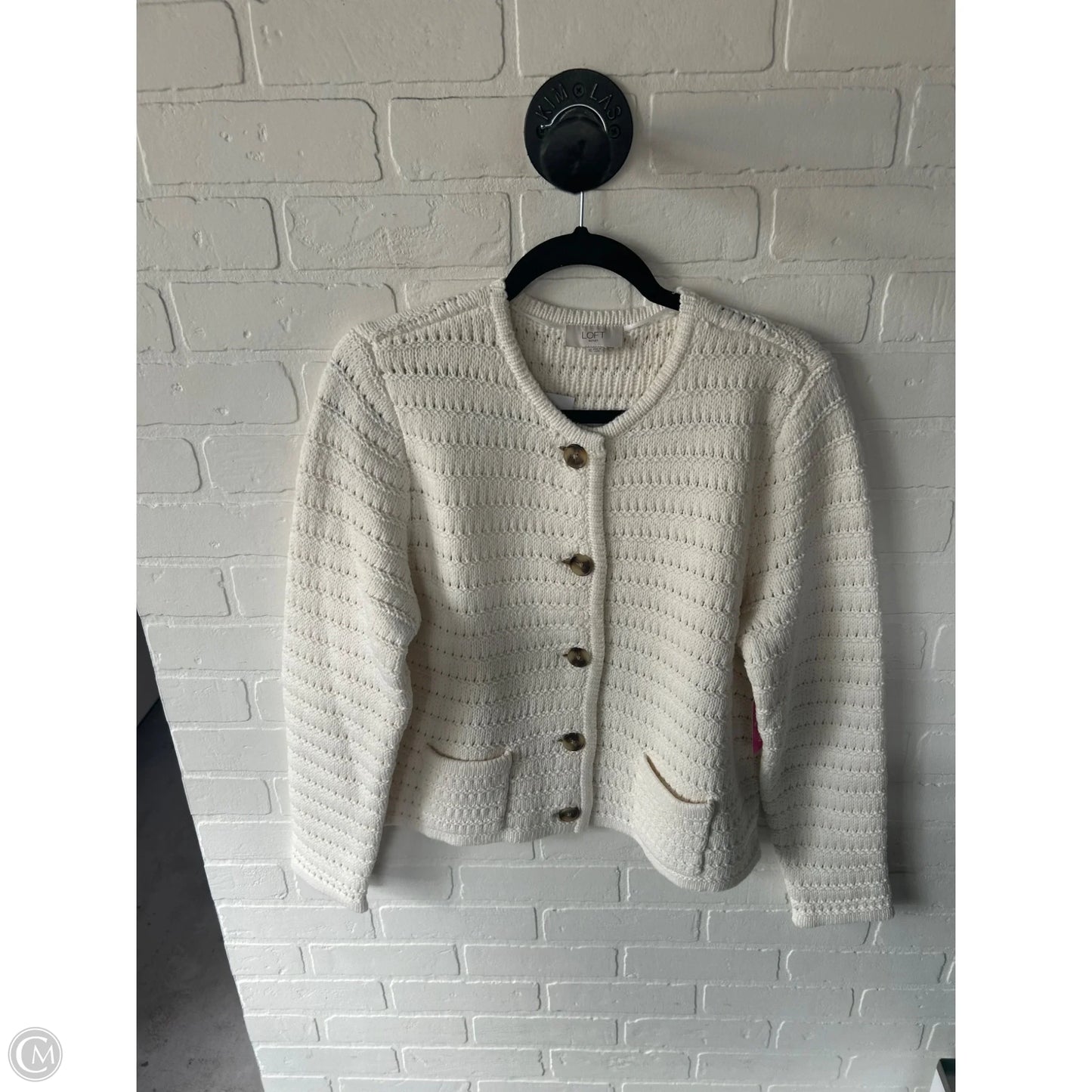Sweater Cardigan By Loft In Ivory, Size: Xl