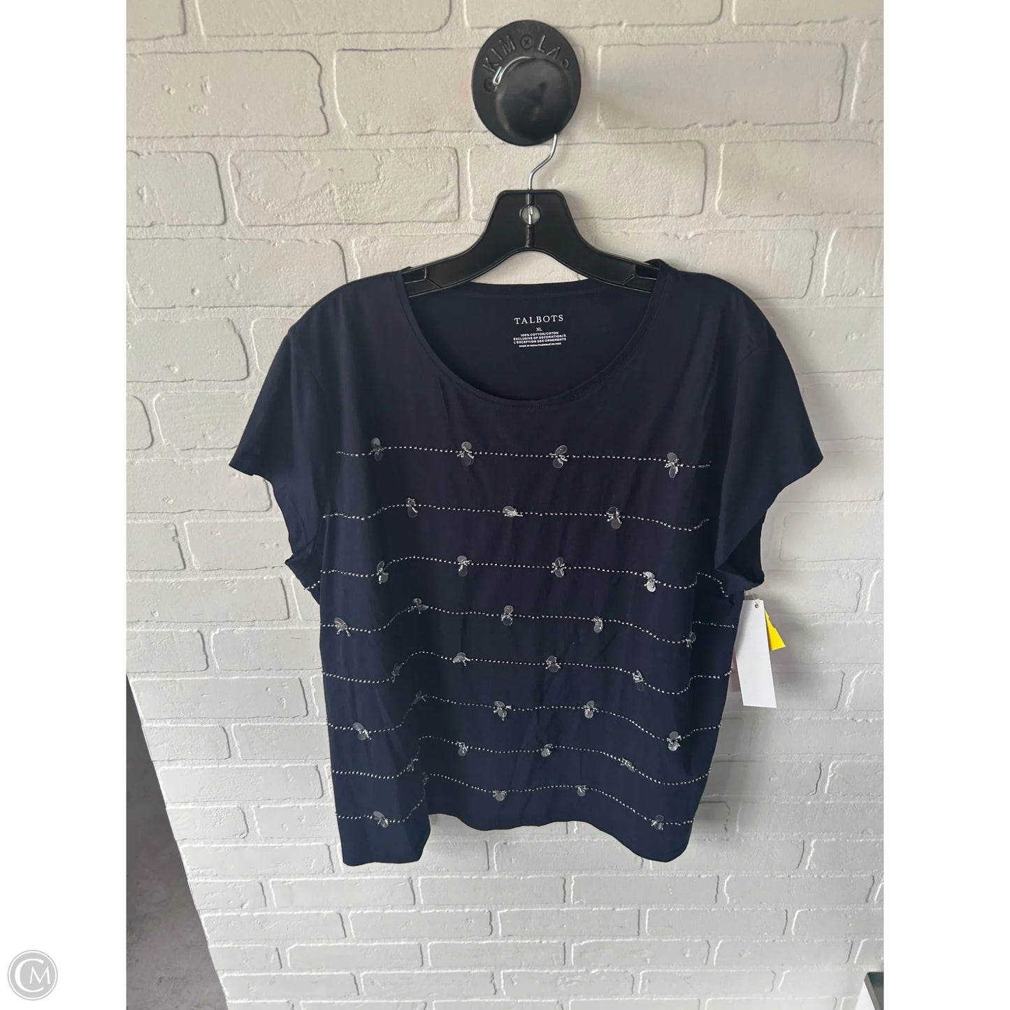 Top Short Sleeve By Talbots In Blue & Silver, Size: Xl