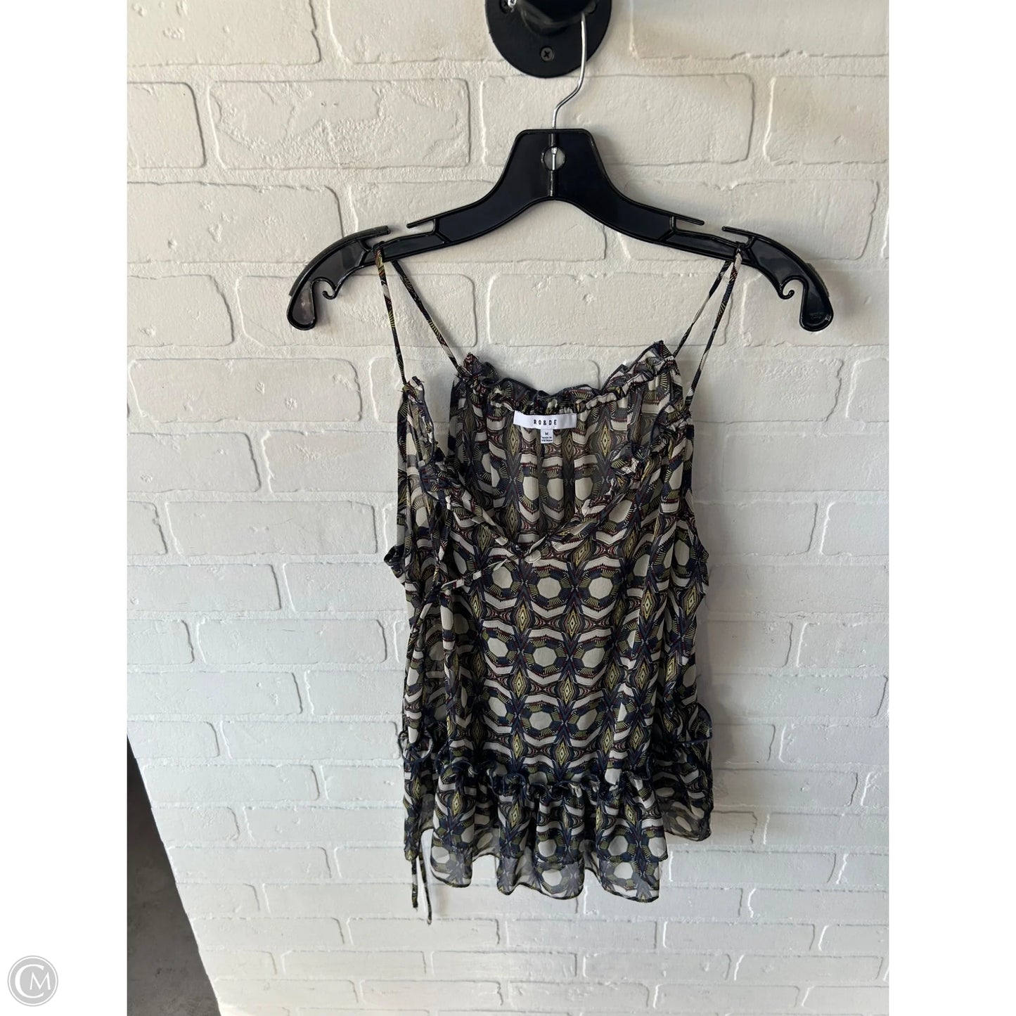 Top Sleeveless By Ro & De In Blue & Cream, Size: M