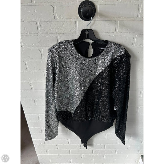 Bodysuit By Express In Black & Silver, Size: L