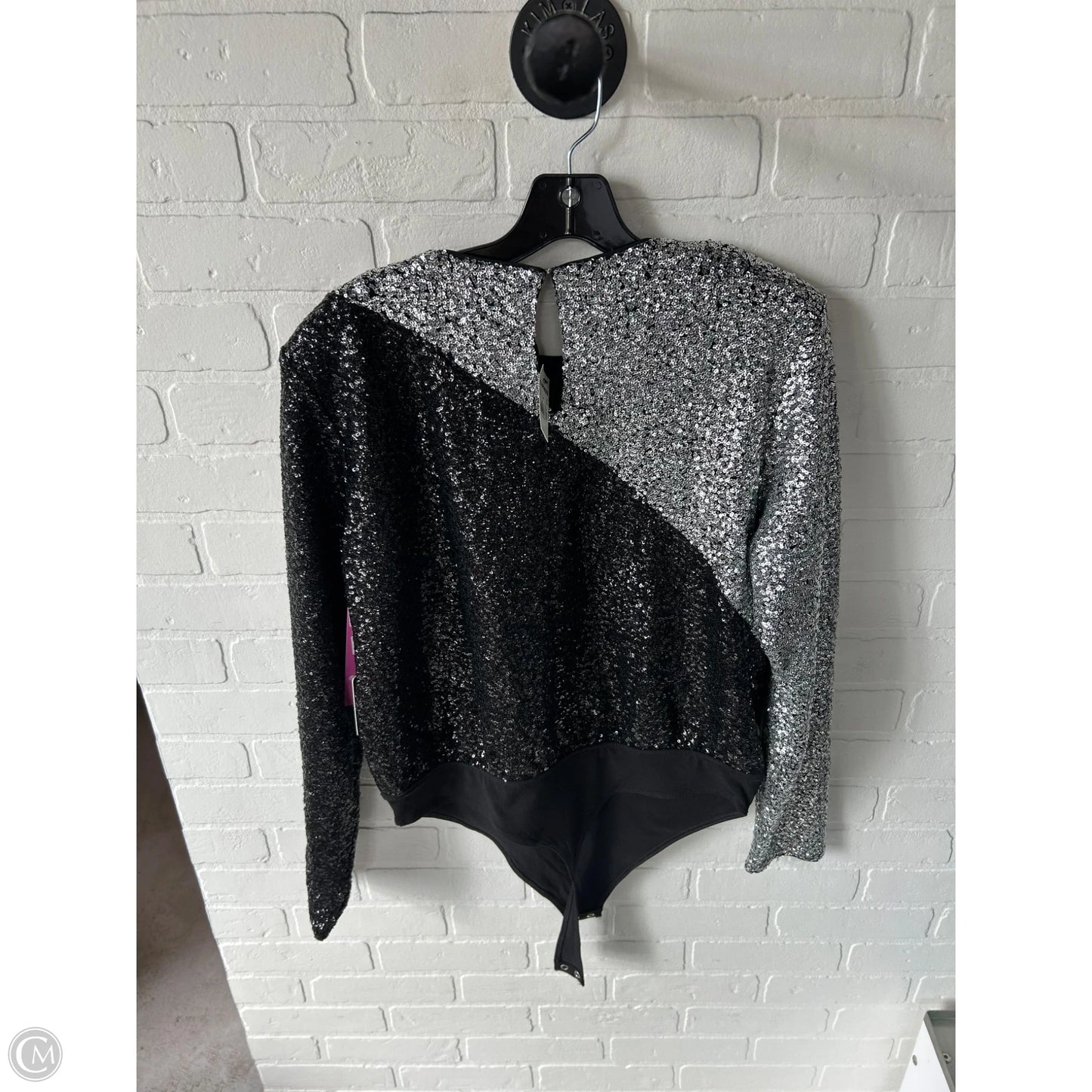 Bodysuit By Express In Black & Silver, Size: L